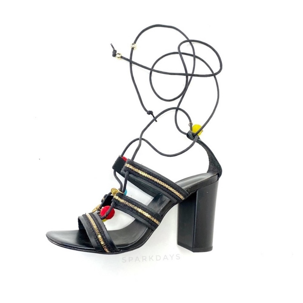 Steve Madden Colorful Pom Pom Strappy Heels